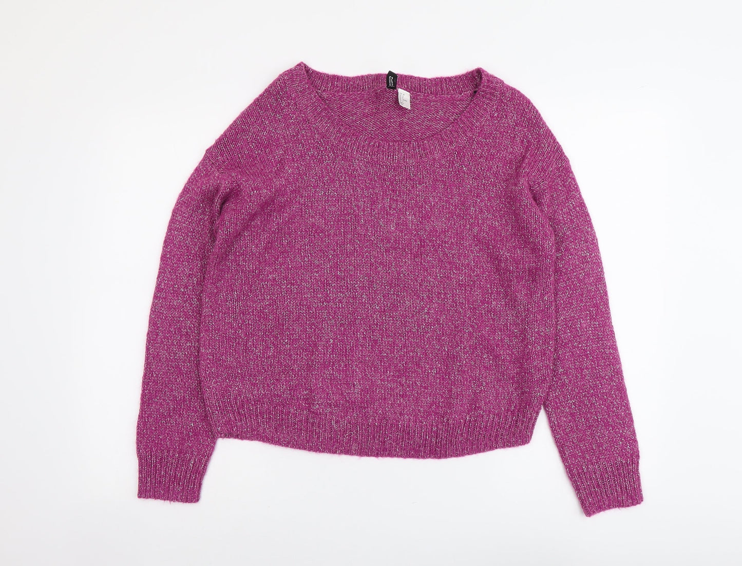 H&M Womens Purple Round Neck Acrylic Pullover Jumper Size 10