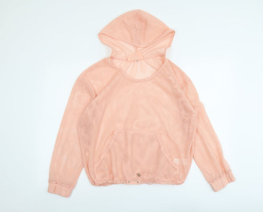 Workout Womens Pink Polyester Pullover Hoodie Size 10 Pullover