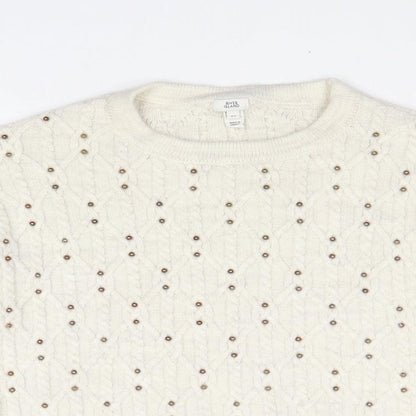 River Island Womens Beige Round Neck Acrylic Pullover Jumper Size XS