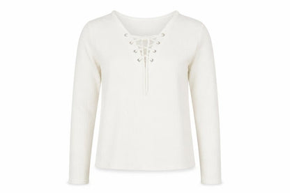 Divided by H&M Womens Ivory Viscose Basic Blouse Size S V-Neck