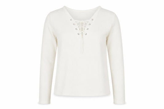 Divided by H&M Womens Ivory Viscose Basic Blouse Size S V-Neck