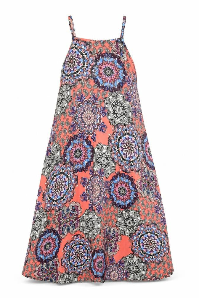 Atmosphere Womens Multicoloured Geometric Viscose Tank Dress Size 8 Square Neck Button