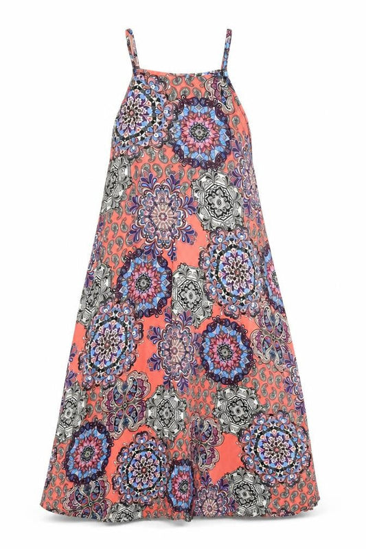 Atmosphere Womens Multicoloured Geometric Viscose Tank Dress Size 8 Square Neck Button