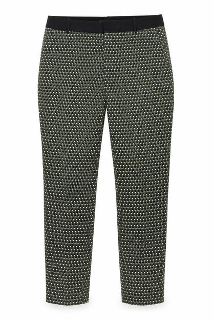 Zara Womens Black Geometric Cotton Trousers Size M Regular Zip