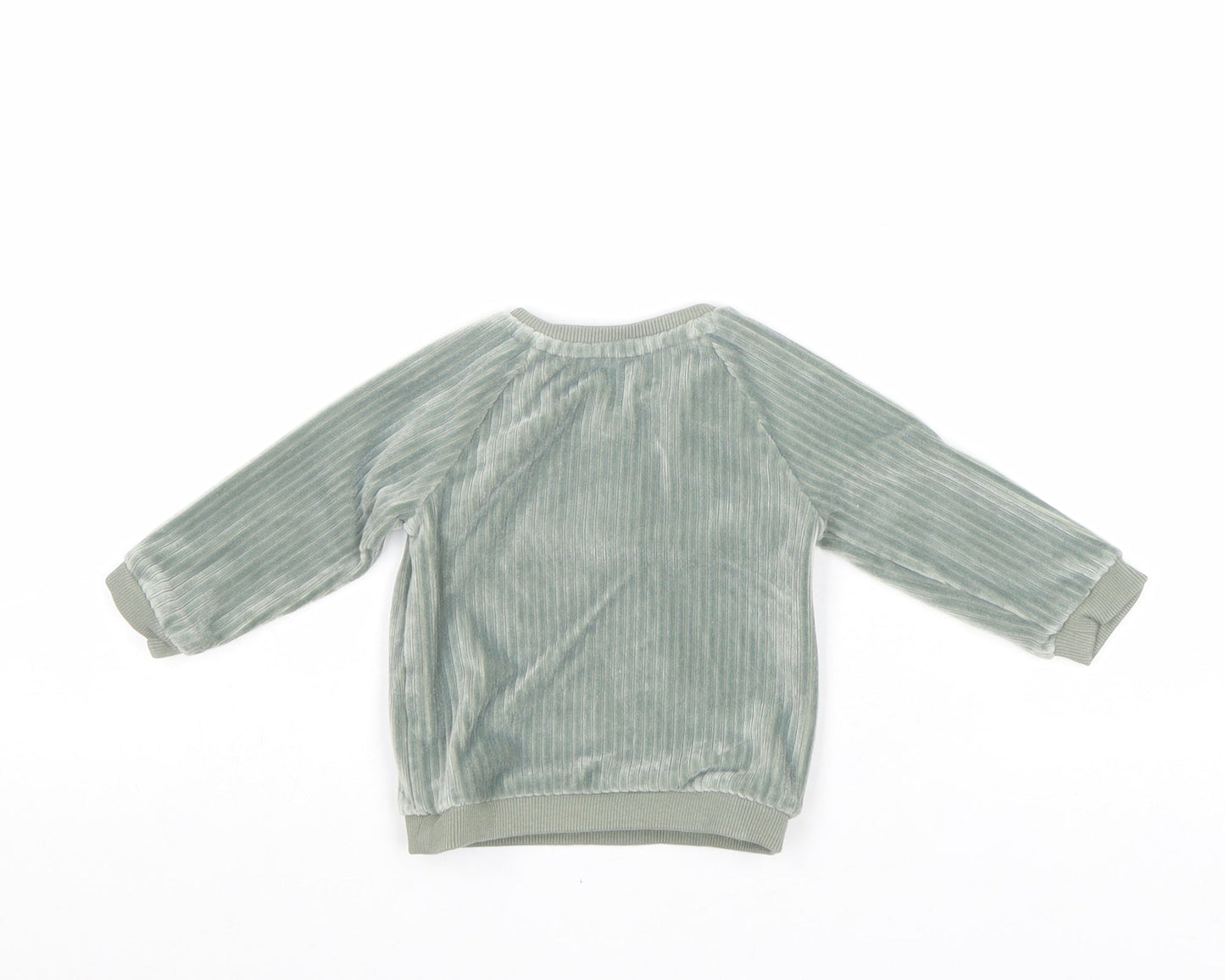 TU Boys Green Polyester Basic T-Shirt Size 3-6 Months Round Neck Button