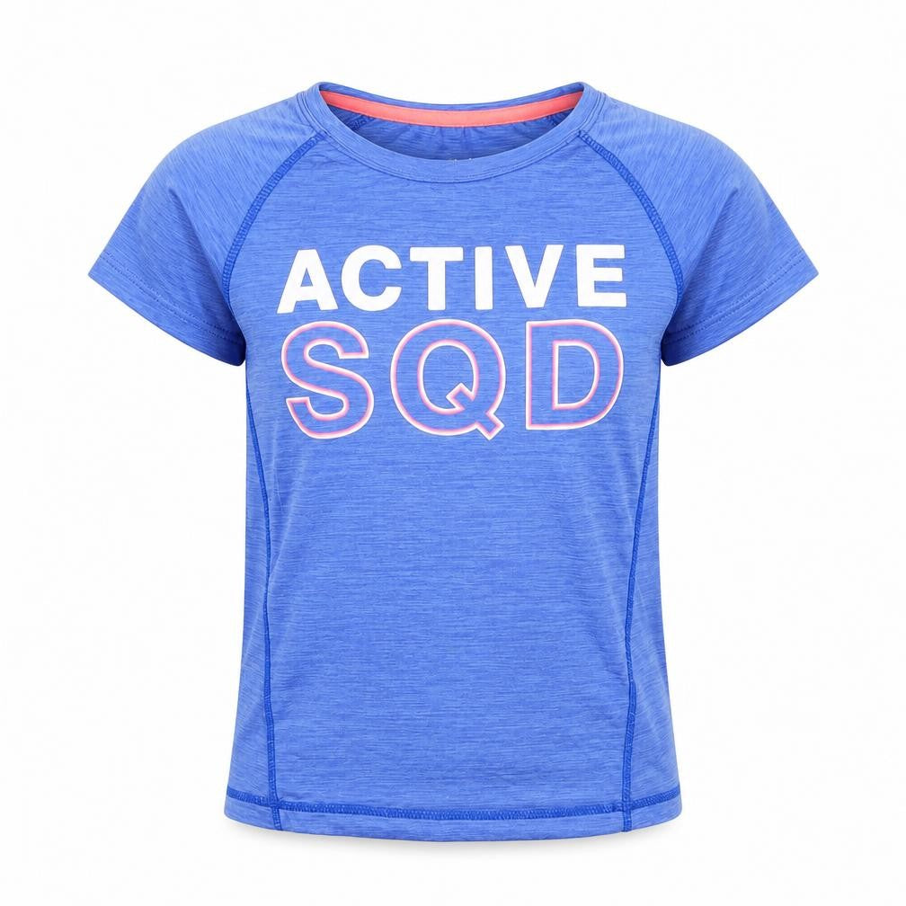 H&M Girls Blue Polyester Basic T-Shirt Size 7-8 Years Round Neck Pullover - Active Squad