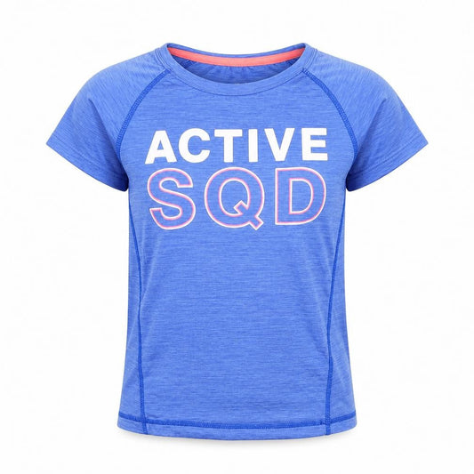 H&M Girls Blue Polyester Basic T-Shirt Size 7-8 Years Round Neck Pullover - Active Squad