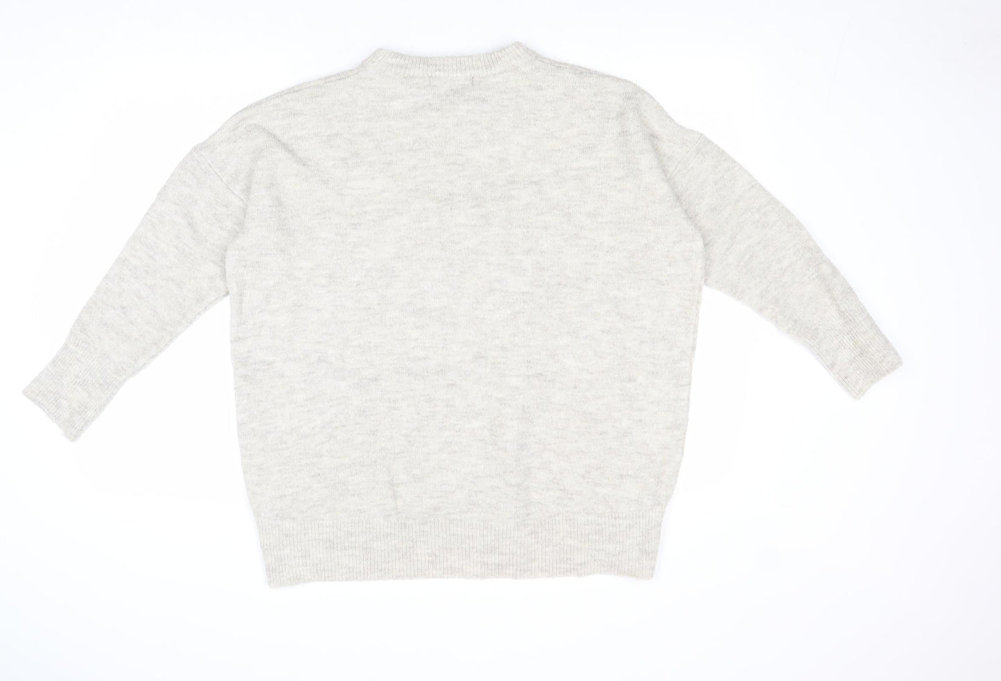 Atmosphere Womens Beige Round Neck Acrylic Pullover Jumper Size M - Lace Up Front