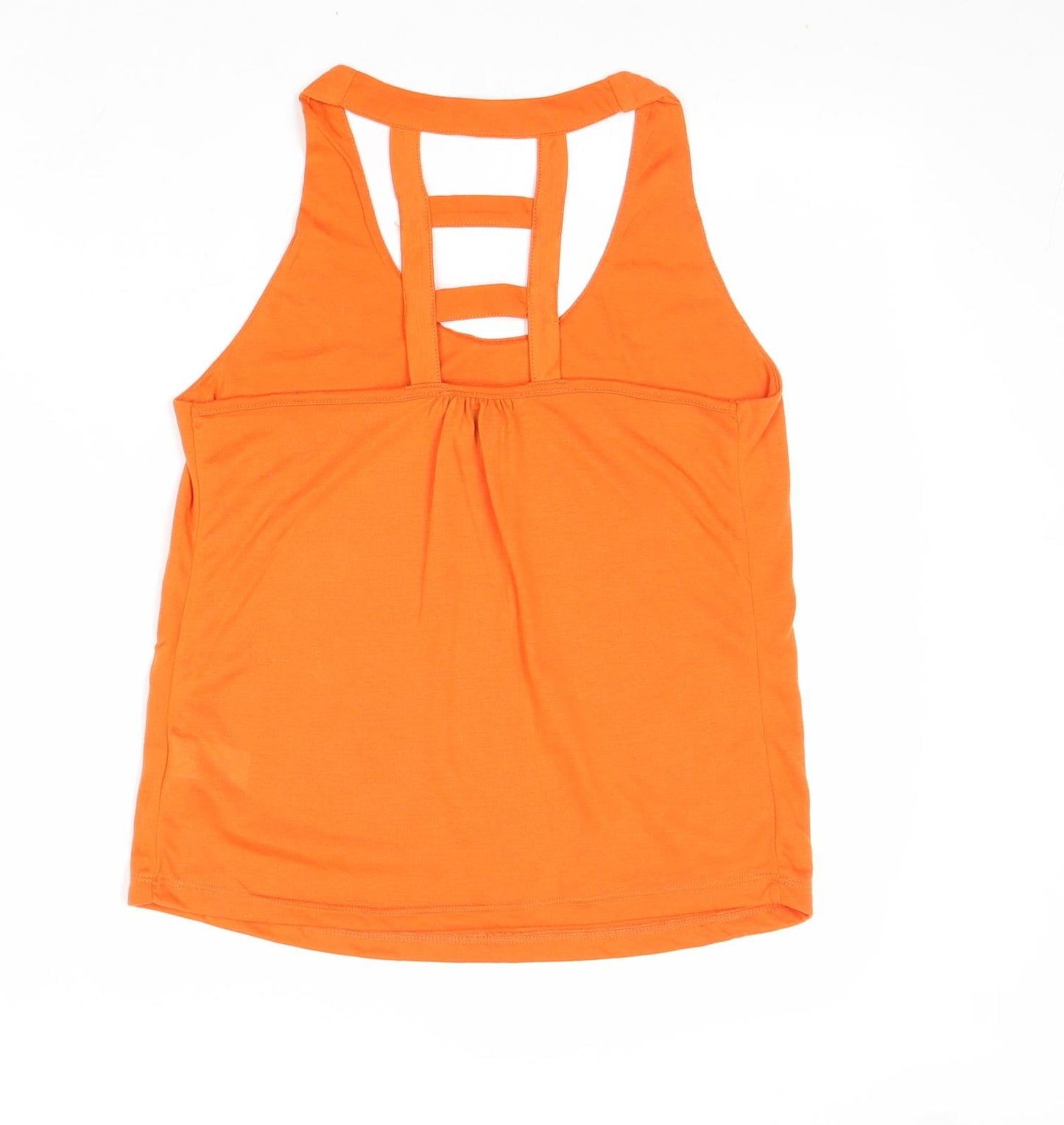 Atmosphere Womens Orange Polyester Basic Tank Size 6 V-Neck - Open Back