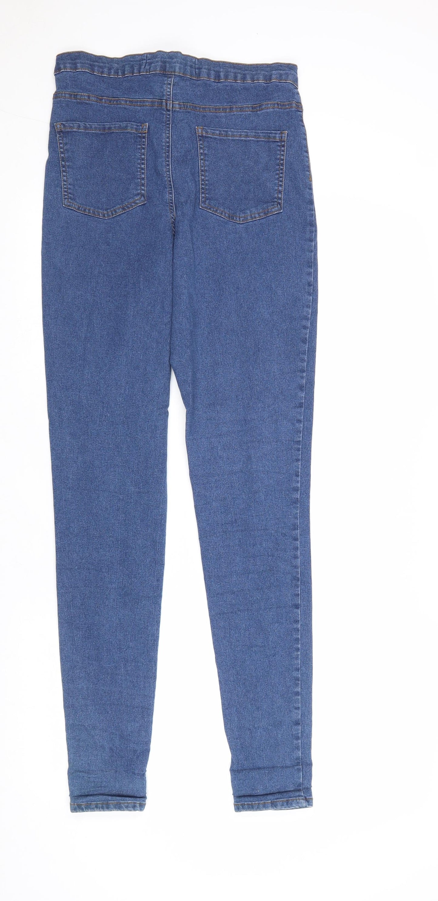 Denim & Co. Womens Blue Cotton Straight Jeans Size 14 Regular Zip