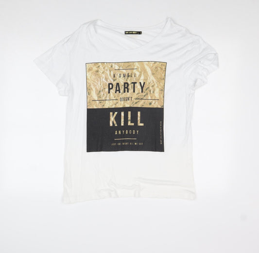 House Womens White Polyester Basic Tank Size L Round Neck - A Small Party Doesn't Kill Anybody