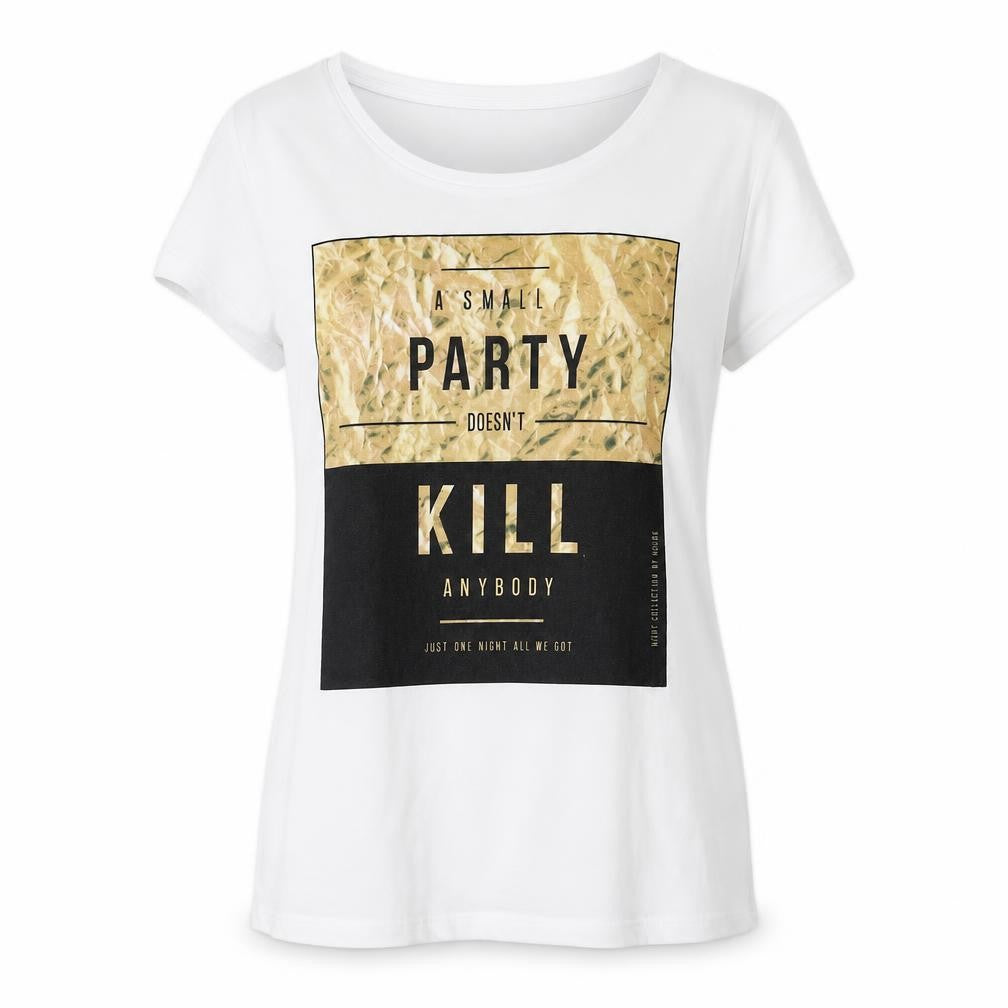 House Womens White Polyester Basic Tank Size L Round Neck - A Small Party Doesn't Kill Anybody