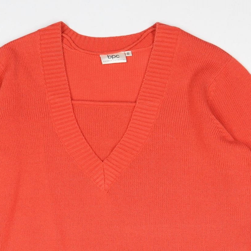 BPC Womens Red V-Neck Acrylic Pullover Jumper Size 12 - Size 12-14