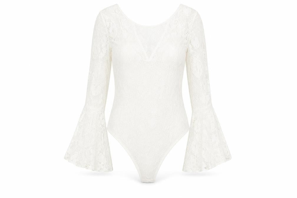 Seewe Womens Ivory Polyamide Bodysuit One-Piece Size S Snap - Size S-M