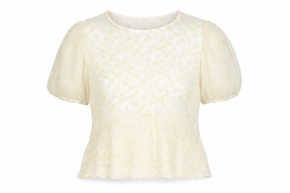 Primark Womens Yellow Animal Print Polyester Basic Blouse Size 12 Round Neck - Size 12-14