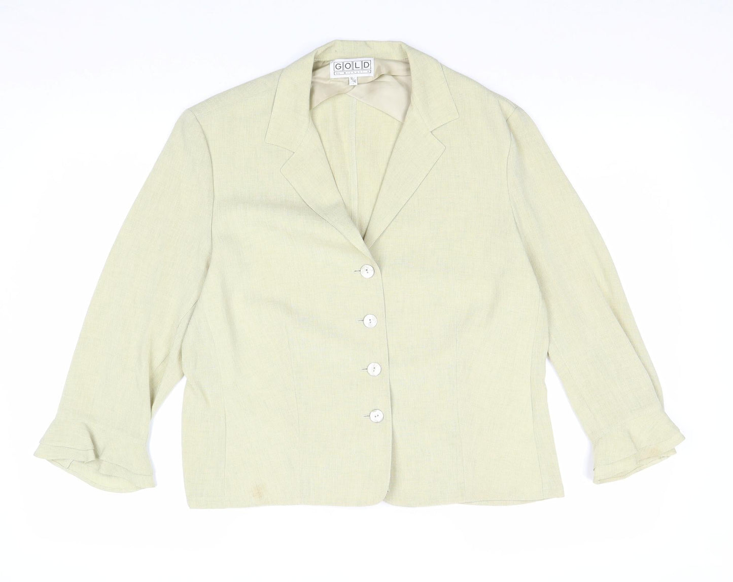 Gold Womens Yellow Jacket Blazer Size 16 Buckle