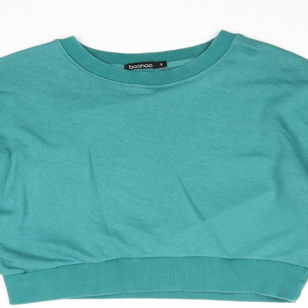 Boohoo Womens Green Polyester Pullover Sweatshirt Size S Pullover