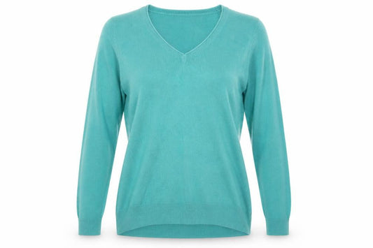Marks & Spencer Womens Green V-Neck Acrylic Pullover Jumper Size 10
