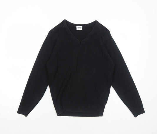Bonner Womens Black V-Neck Acrylic Pullover Jumper Size 6