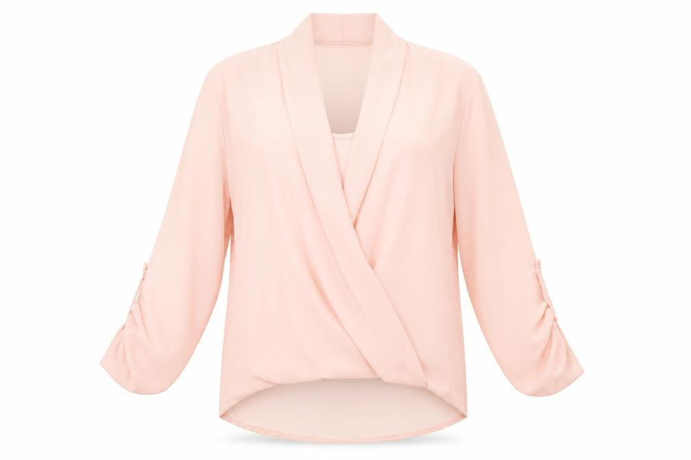 STACCATO Womens Pink Polyester Basic Blouse Size L V-Neck