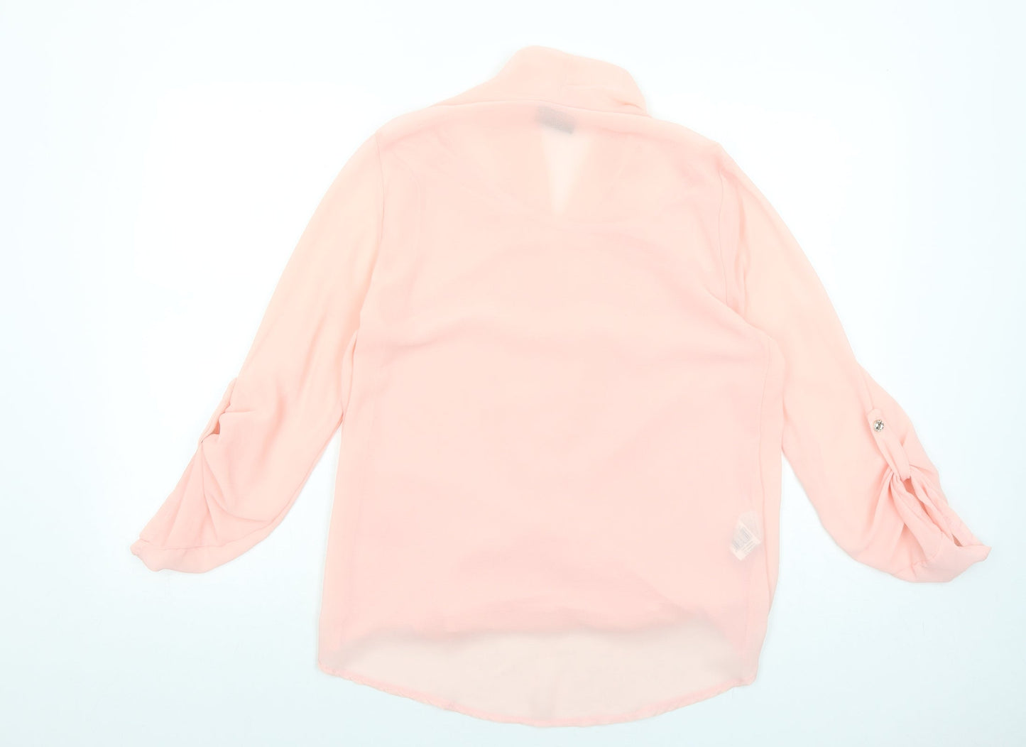 STACCATO Womens Pink Polyester Basic Blouse Size L V-Neck