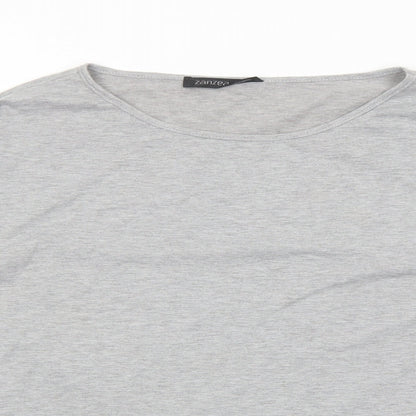 Zanzea Womens Grey Geometric Polyester Basic T-Shirt Size M Round Neck