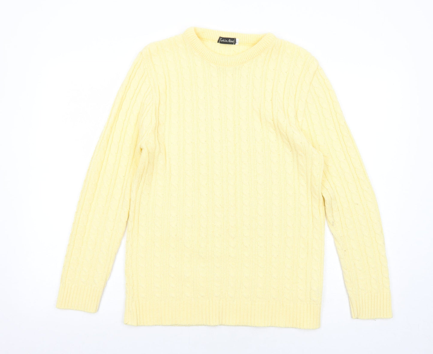 Fashion Alert Womens Yellow Round Neck Acrylic Pullover Jumper Size M