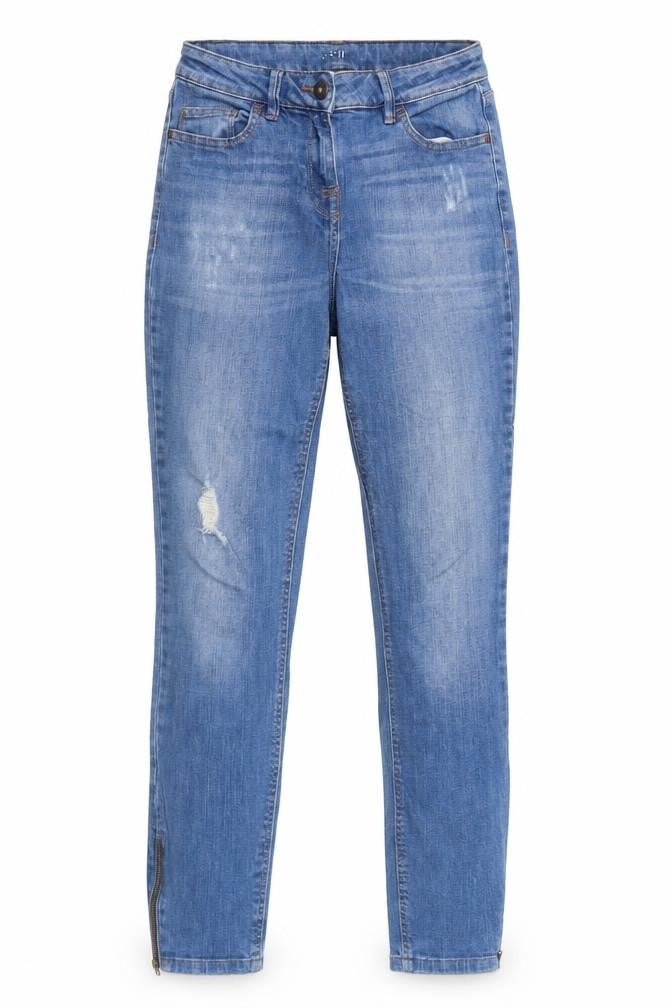 NEXT Womens Blue Cotton Straight Jeans Size 8 Regular Zip