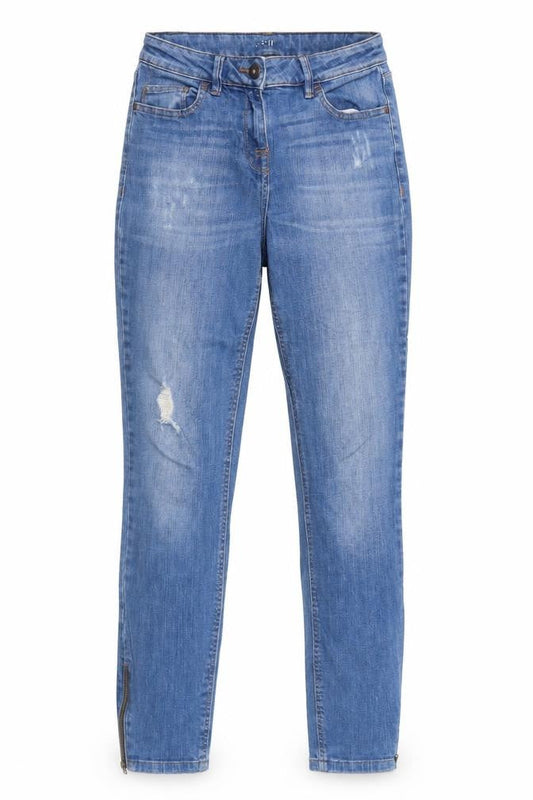 Next Womens Blue Cotton Straight Jeans Size 8 Regular Zip