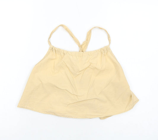 PRETTYLITTLETHING Womens Beige Cotton Basic Tank Size 10 Round Neck