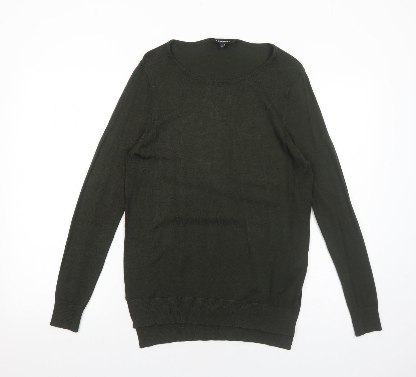 Peacocks Womens Green Round Neck Acrylic Pullover Jumper Size 10