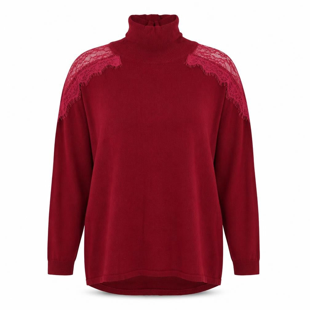 Very Womens Red Roll Neck Viscose Pullover Jumper Size 18 - Lace Detail
