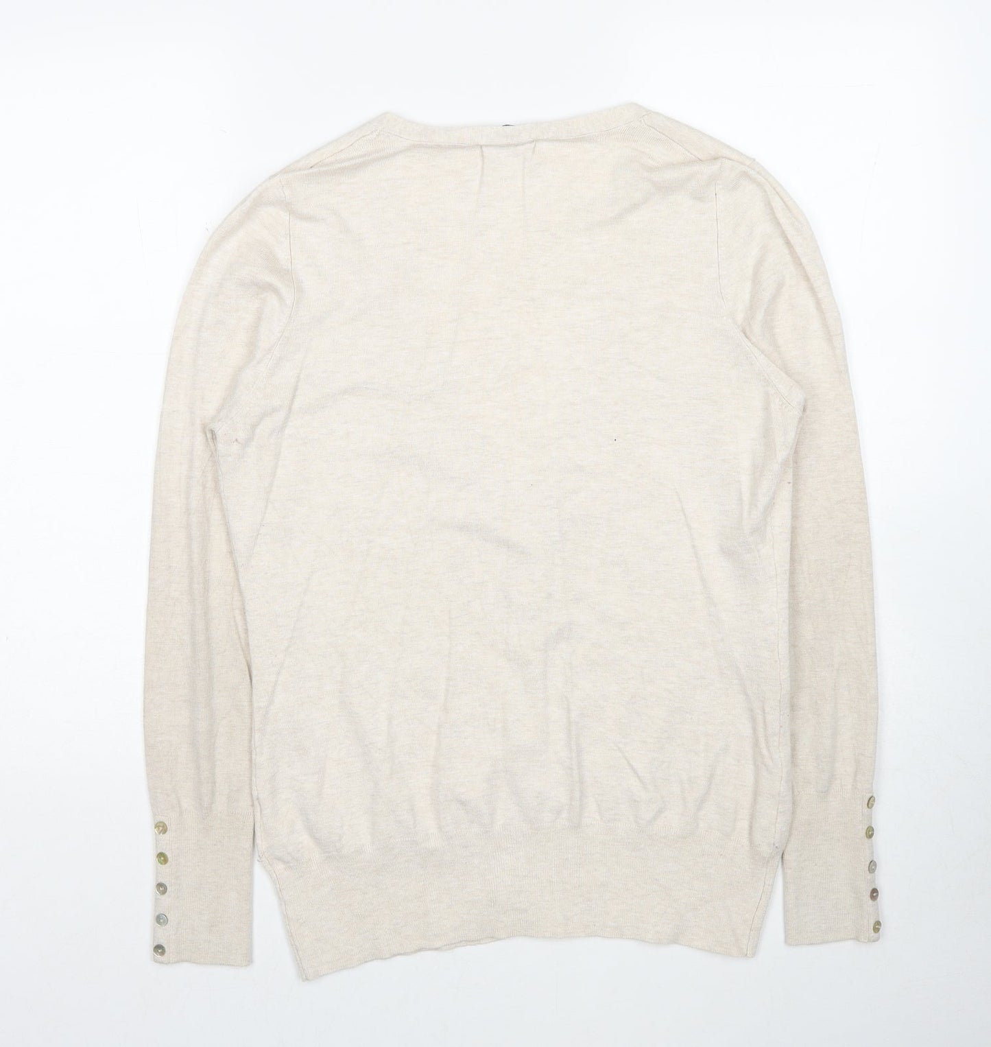 Yessica Womens Beige V-Neck Viscose Cardigan Jumper Size L