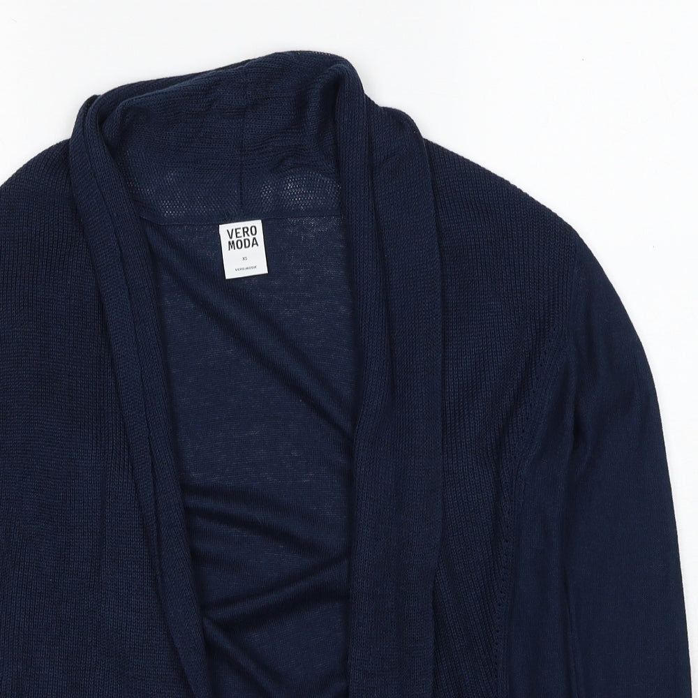 VERO MODA Womens Blue V-Neck Polyester Cardigan Jumper Size XS - Open