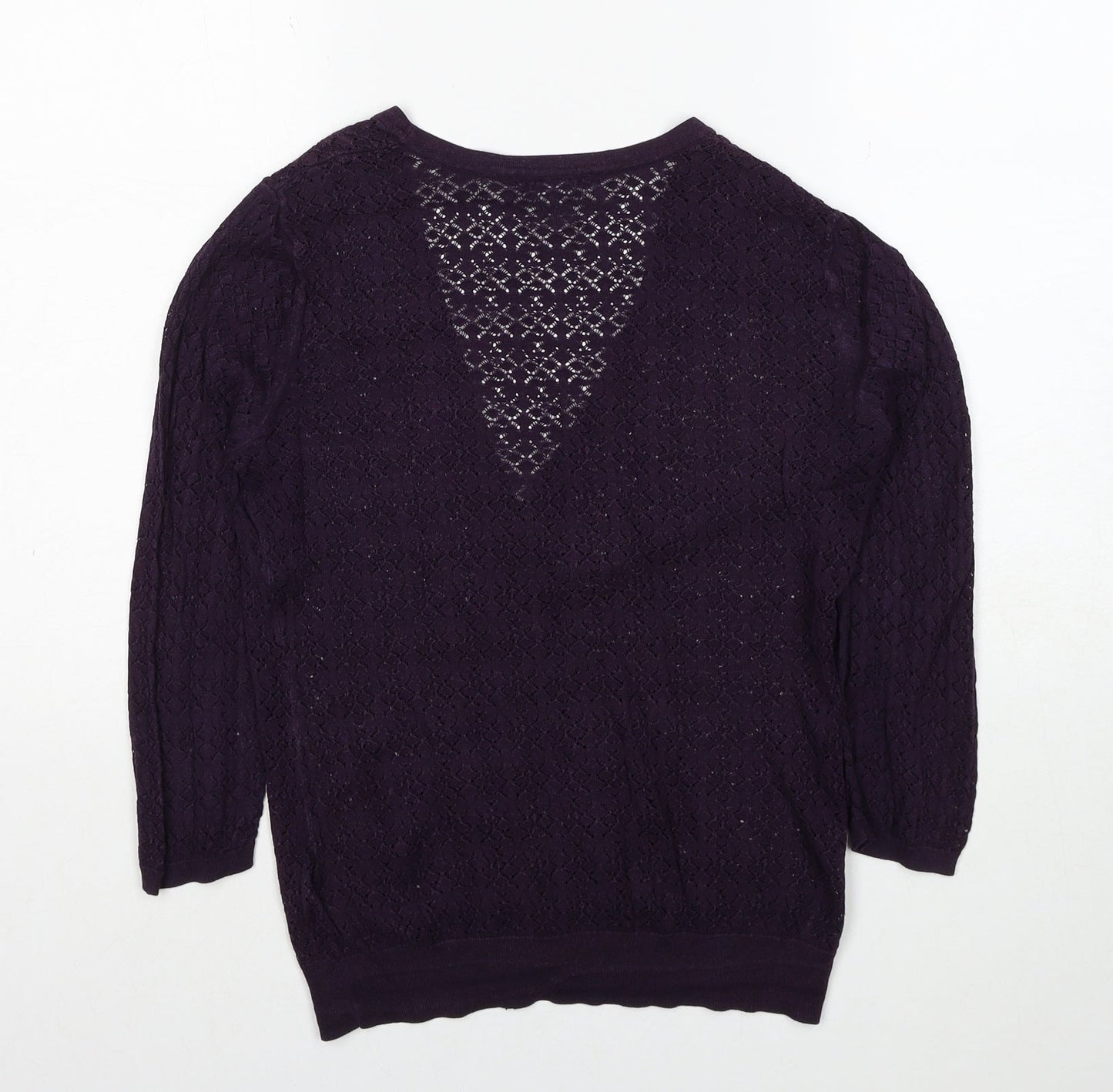 H&M Womens Purple V-Neck Cotton Cardigan Jumper Size M