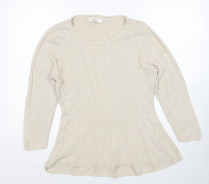 Next Womens Beige Round Neck Cotton Pullover Jumper Size 14