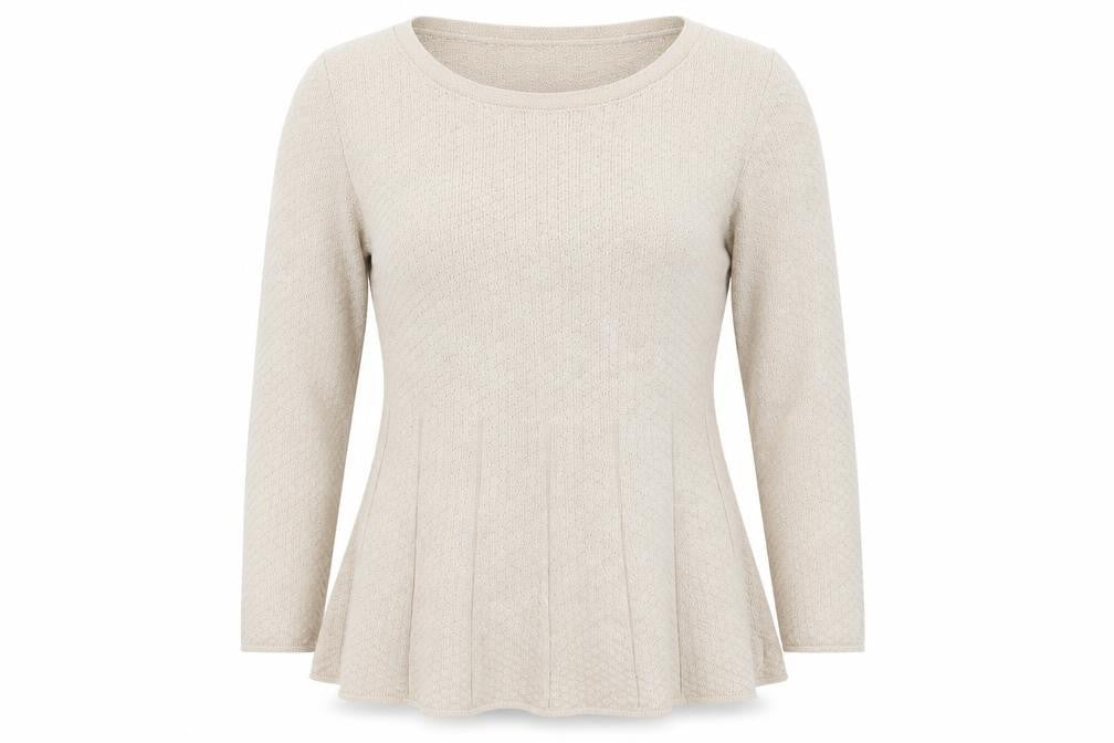 NEXT Womens Beige Round Neck Cotton Pullover Jumper Size 14