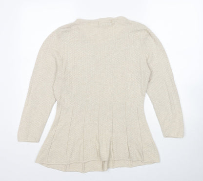 Next Womens Beige Round Neck Cotton Pullover Jumper Size 14