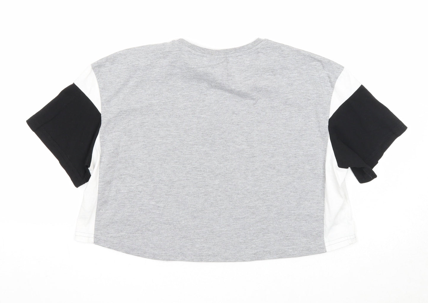 304 Womens Grey Cotton Basic T-Shirt Size S Round Neck