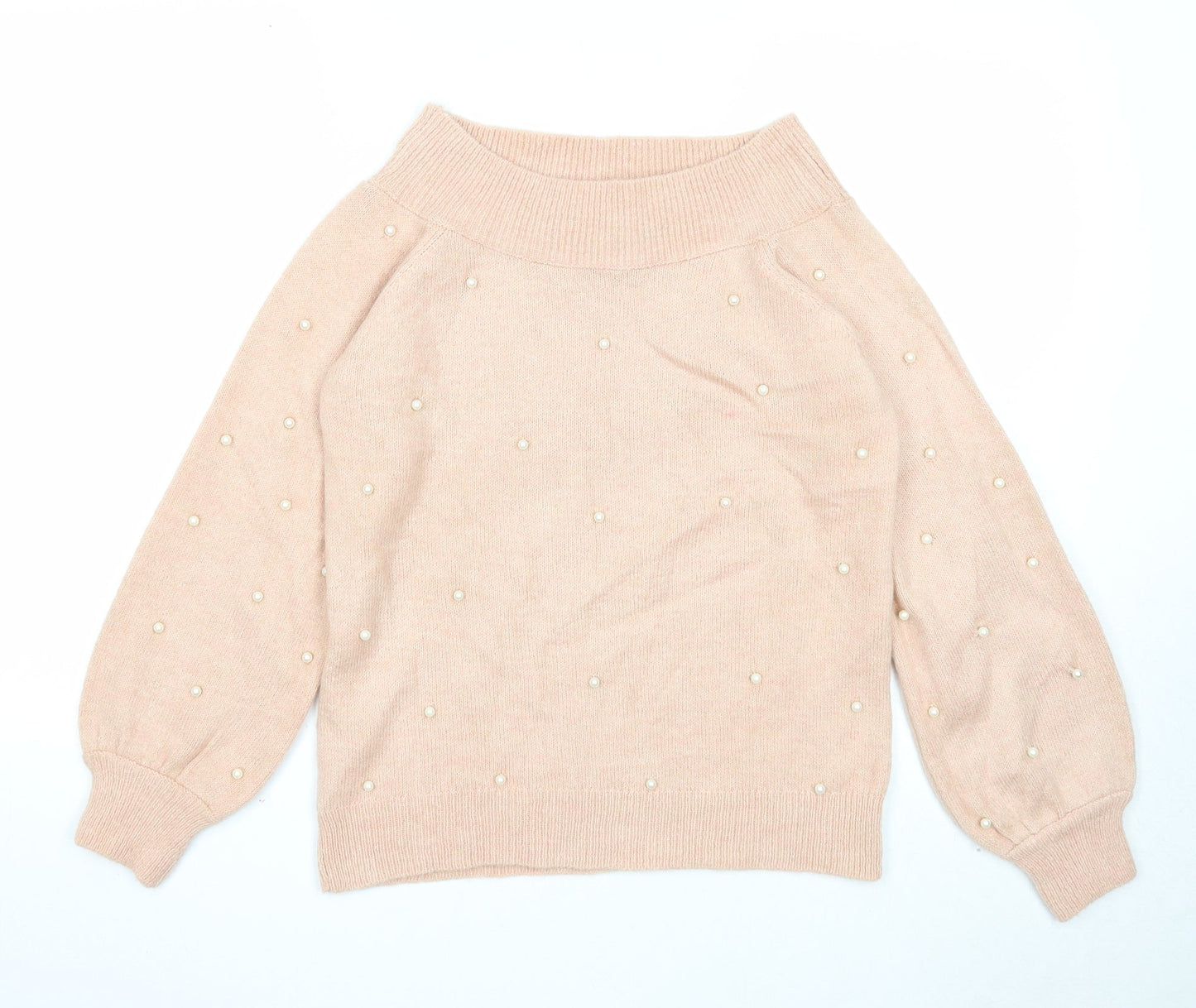 NEXT Womens Pink Boat Neck Acrylic Pullover Jumper Size 6