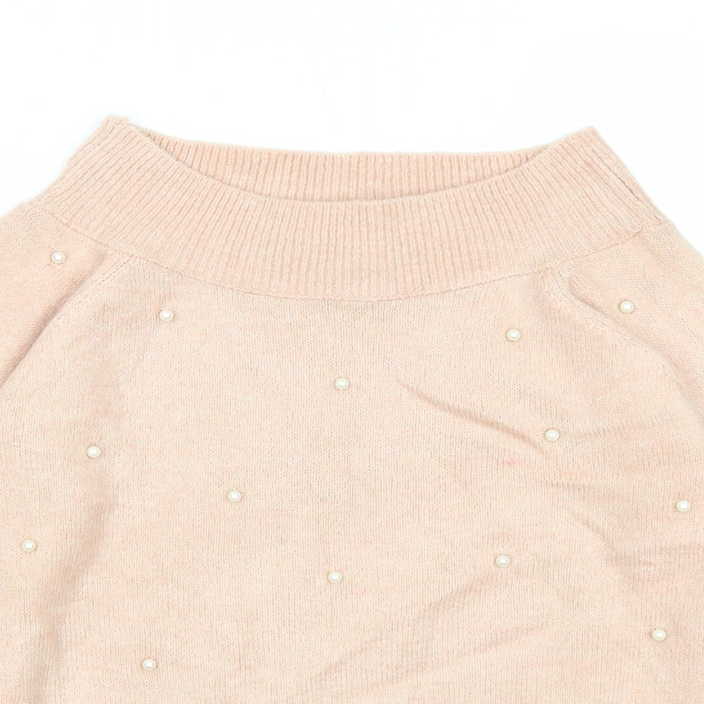 NEXT Womens Pink Boat Neck Acrylic Pullover Jumper Size 6
