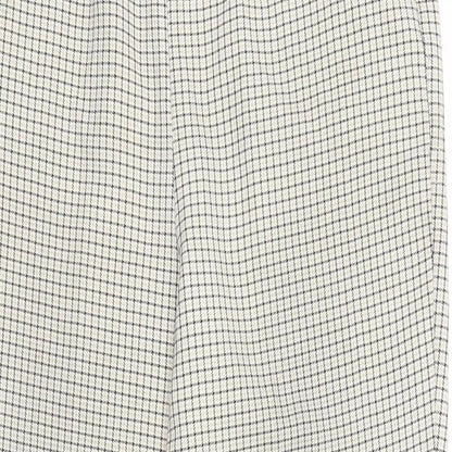 Preworn Womens Beige Check Polyester Trousers Size 12 Regular