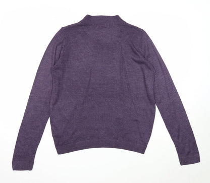 EWM Womens Purple Mock Neck Acrylic Pullover Jumper Size 10