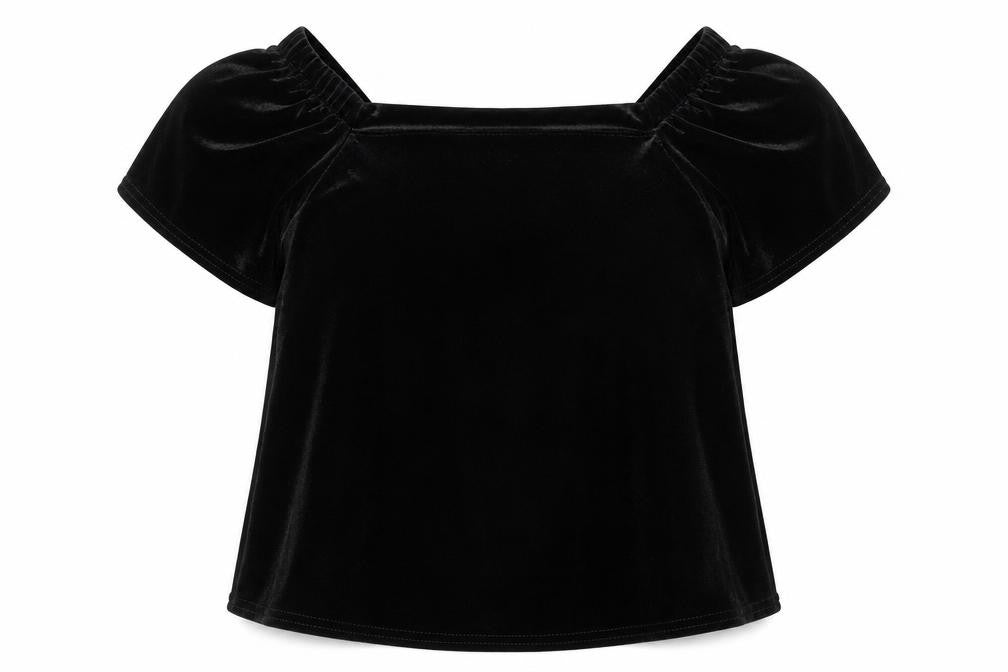 New Look Womens Black Polyester Basic Blouse Size 8 Square Neck