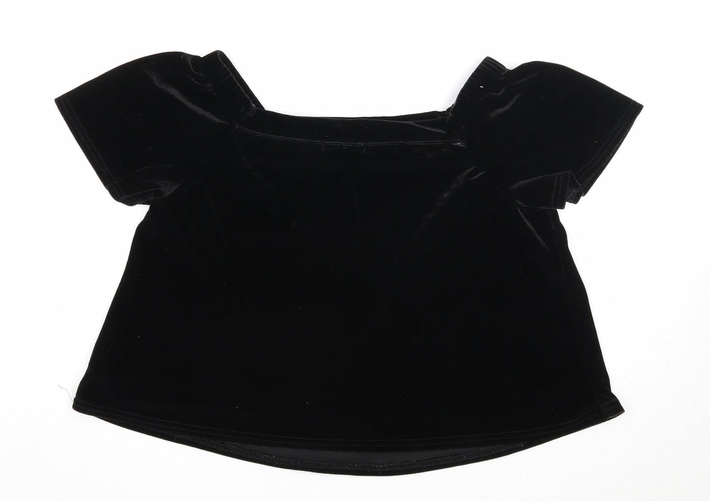 New Look Womens Black Polyester Basic Blouse Size 8 Square Neck
