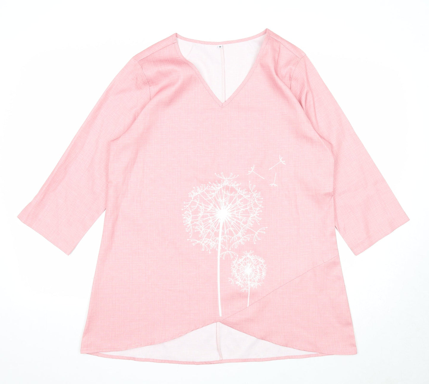 Preworn Womens Pink Polyester Basic Blouse Size M V-Neck