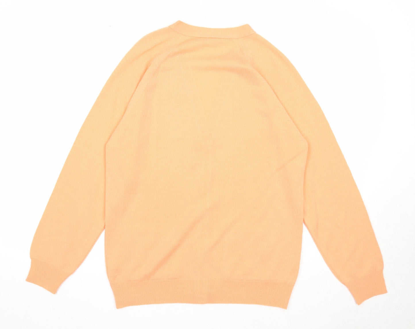 Janique Womens Orange V-Neck Acrylic Cardigan Jumper Size S