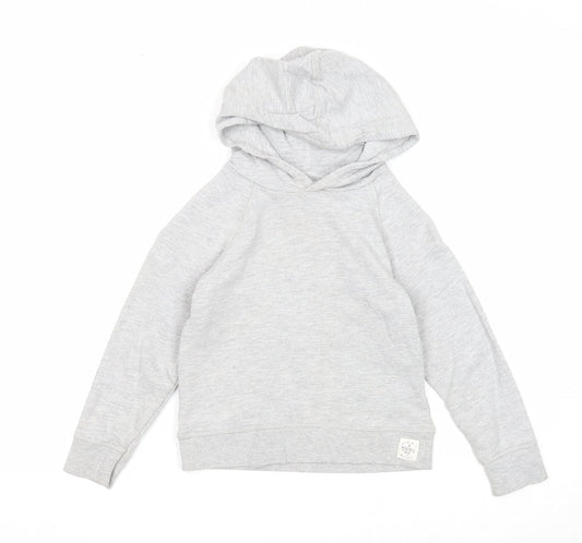Preworn Girls Grey Cotton Pullover Hoodie Size 6 Years Pullover