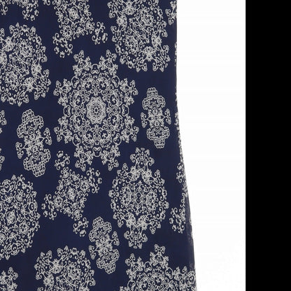 Preloved Atmosphere Womens Blue Geometric Polyester A-Line Size 6 V-Neck Pullover - Label