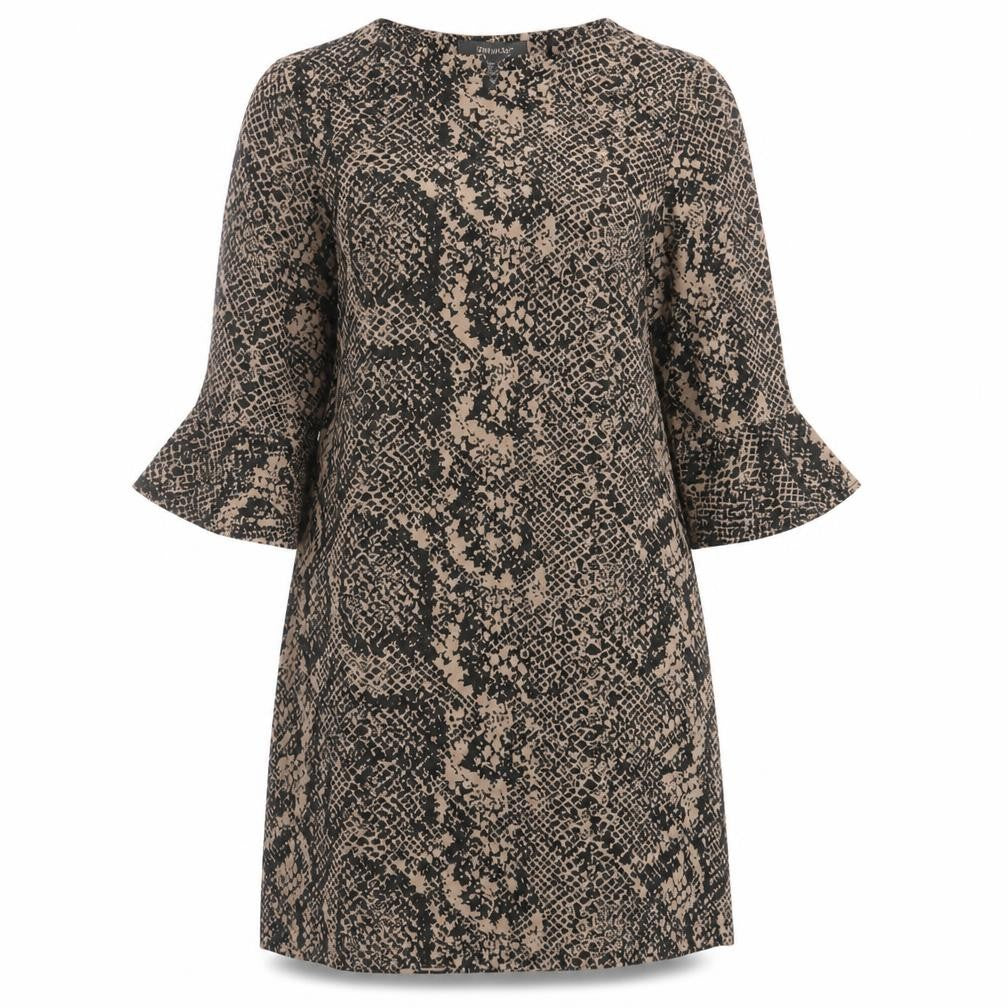 Primark Womens Beige Geometric Polyester A-Line Size 10 Round Neck Pullover - Snake Print